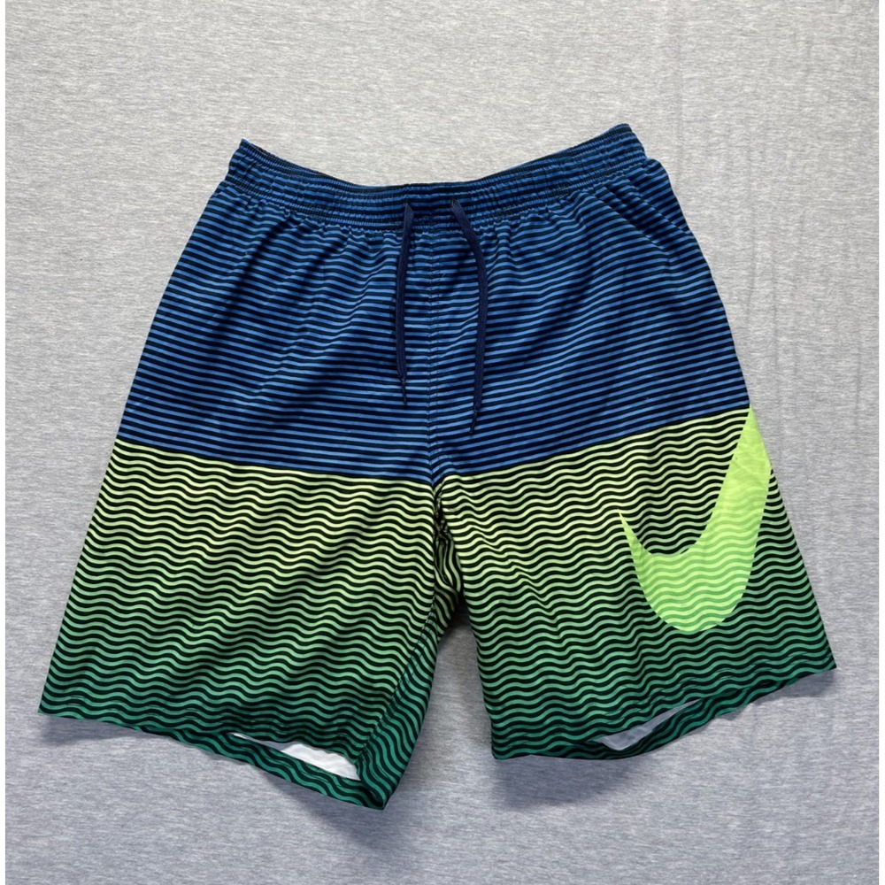 Nike Volley Swim Shorts Mens Large Multi‎ Horizon Striped Swoosh Logo Drawstring